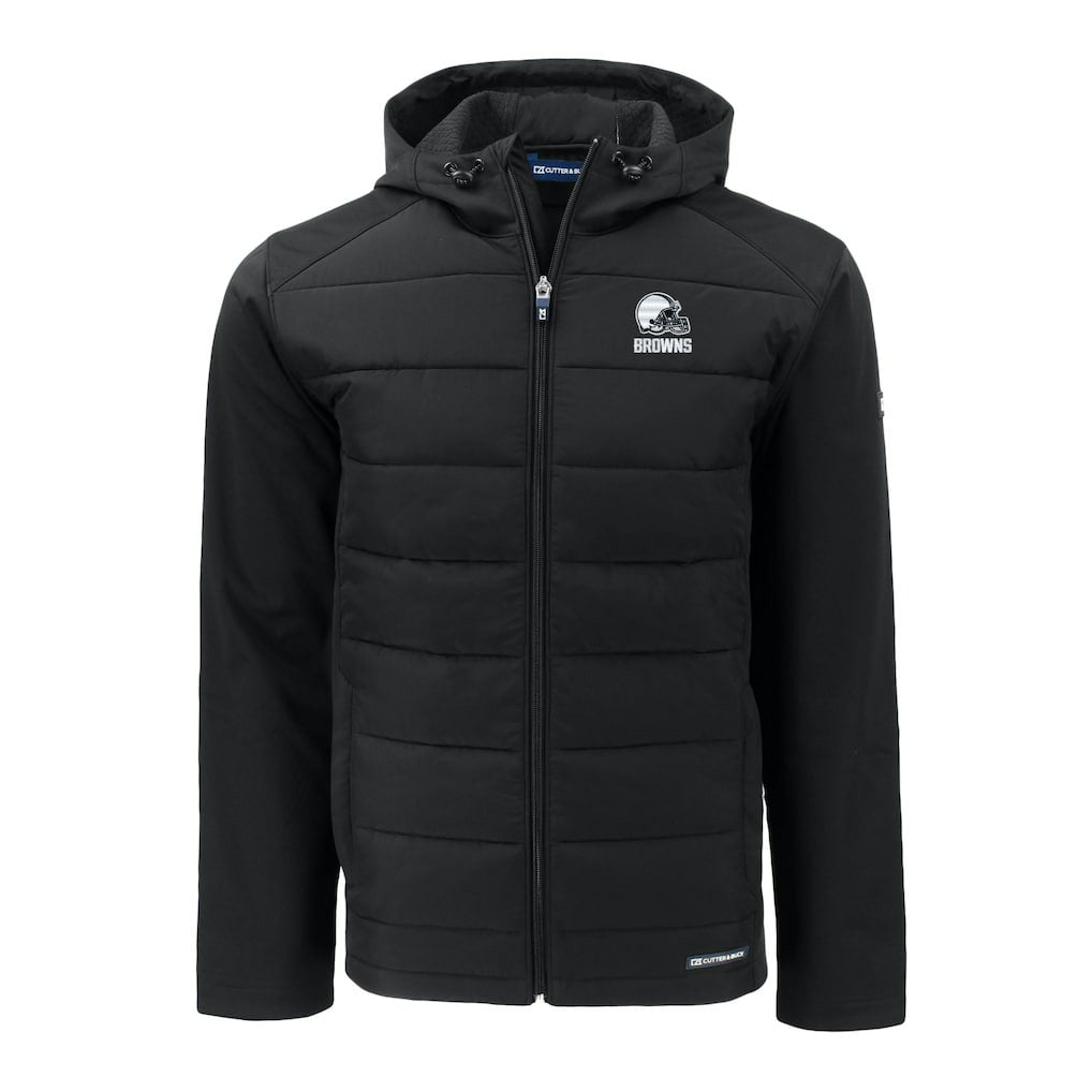 Cleveland Browns Cutter & Buck Big & Tall Evoke Hybrid Eco Softshell Recycled Full-Zip Hooded Jacket - Black outlet