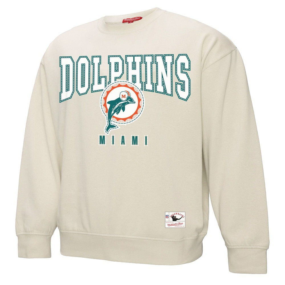 Miami Dolphins Women's Fandom Fleece Pullover Sweatshirt - Cream cheap