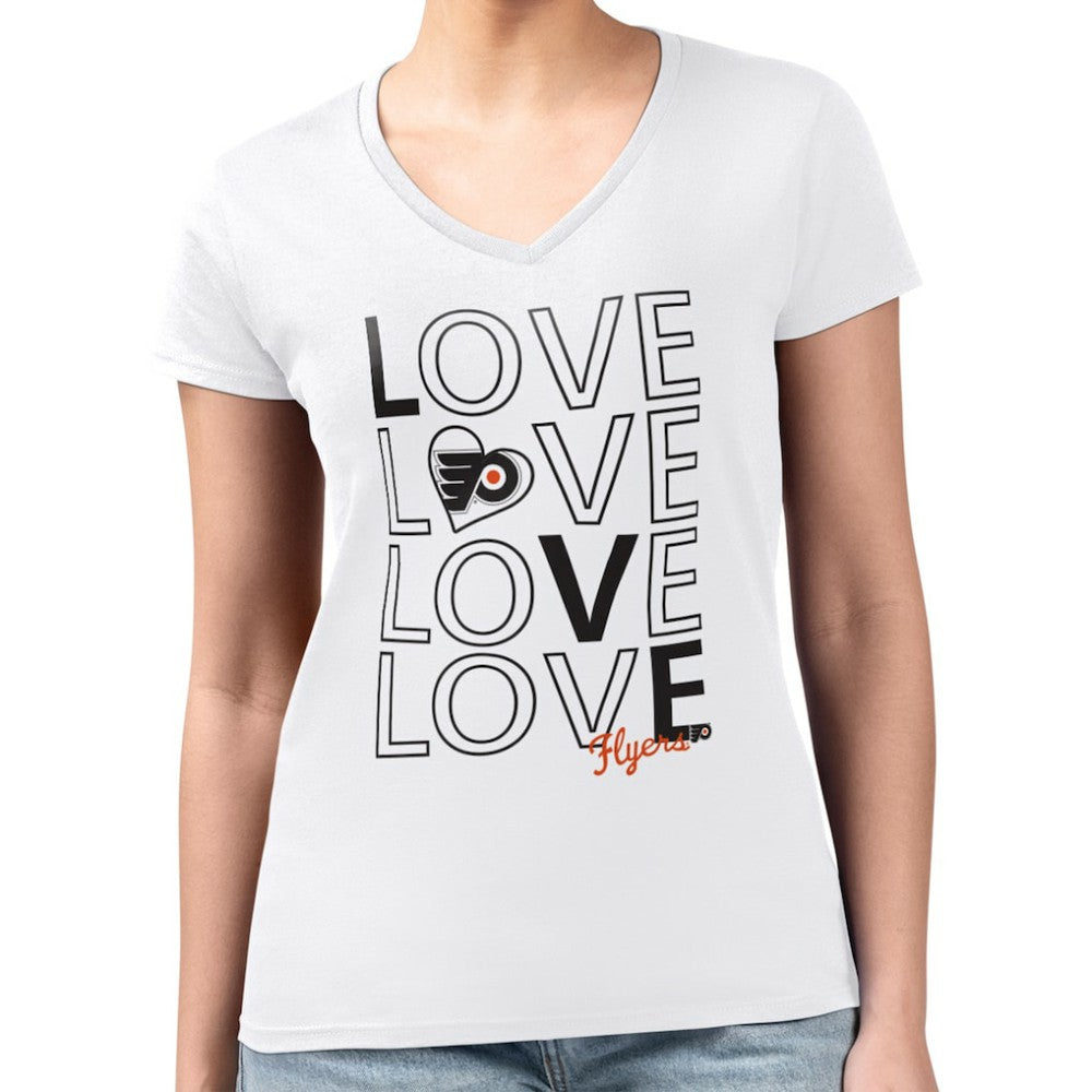 Philadelphia Flyers G-III 4Her by Carl Banks Women's Super-Slim Fit Lightweight Love V-Neck T-Shirt White