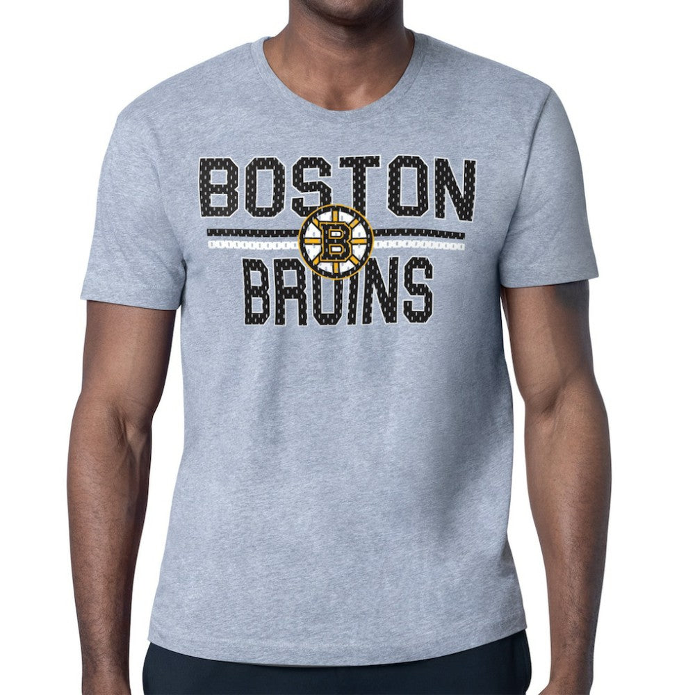 Boston Bruins Starter Mesh Look Team Name T-Shirt Heather Gray