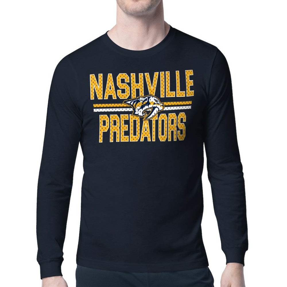 Nashville Predators Starter Mesh Look Team Name Long Sleeve T-Shirt Navy