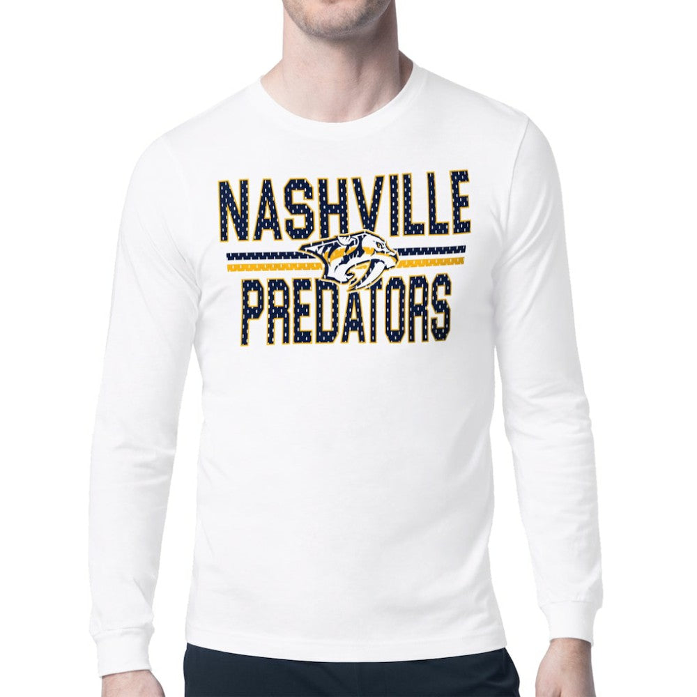 Nashville Predators Starter Mesh Look Team Name Long Sleeve T-Shirt White