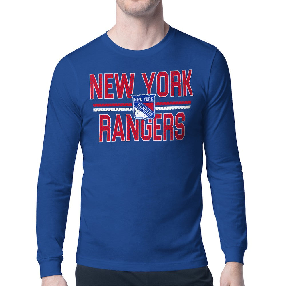 New York Rangers Starter Mesh Look Team Name Long Sleeve T-Shirt Blue