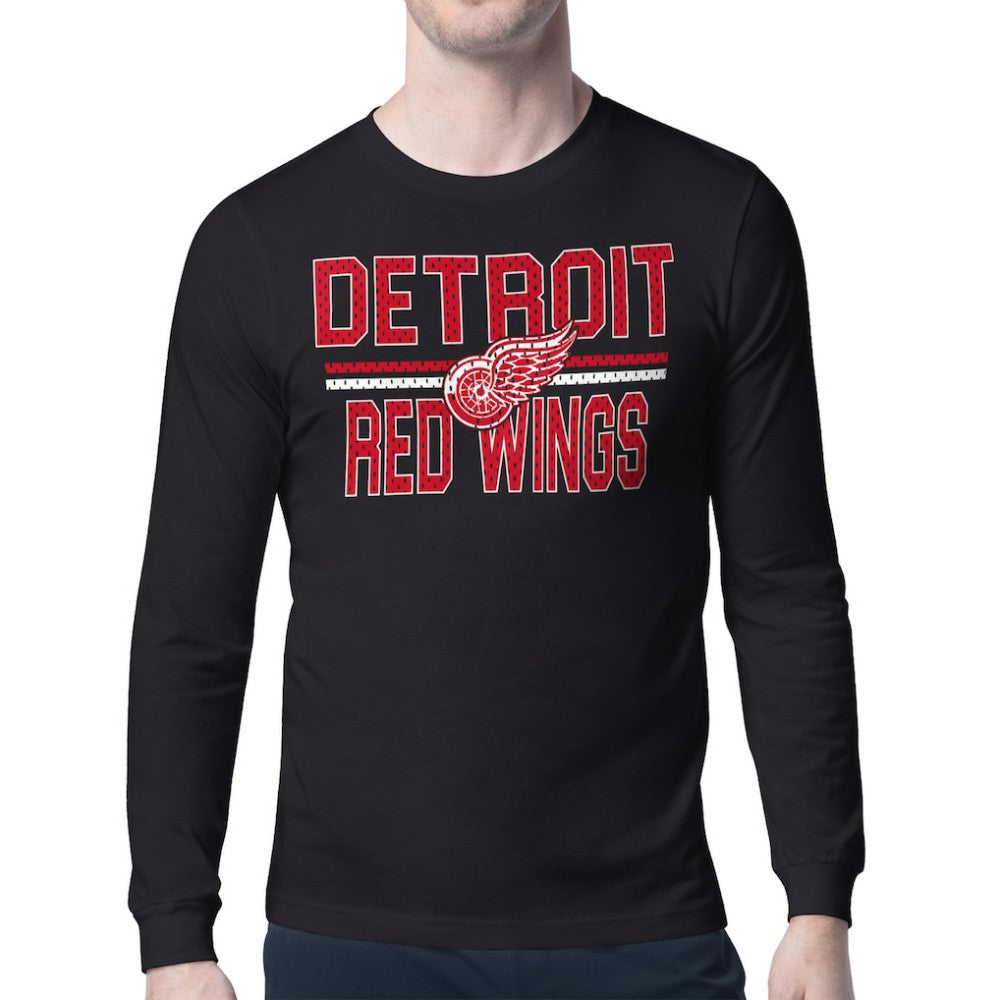 Detroit Red Wings Starter Mesh Look Team Name Long Sleeve T-Shirt Black