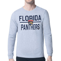 Florida Panthers Starter Mesh Look Team Name Logo Long Sleeve T-Shirt Heather Gray
