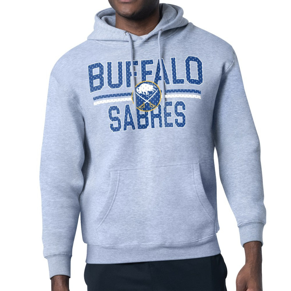 Buffalo Sabres Starter Mesh Look Team Name Logo Tri-Blend Pullover Hoodie Heather Gray