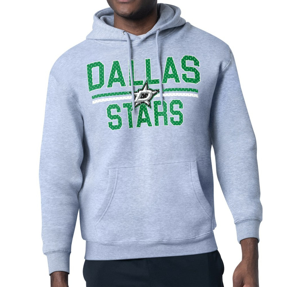 Dallas Stars Starter Mesh Look Team Name Logo Tri-Blend Pullover Hoodie Heather Gray