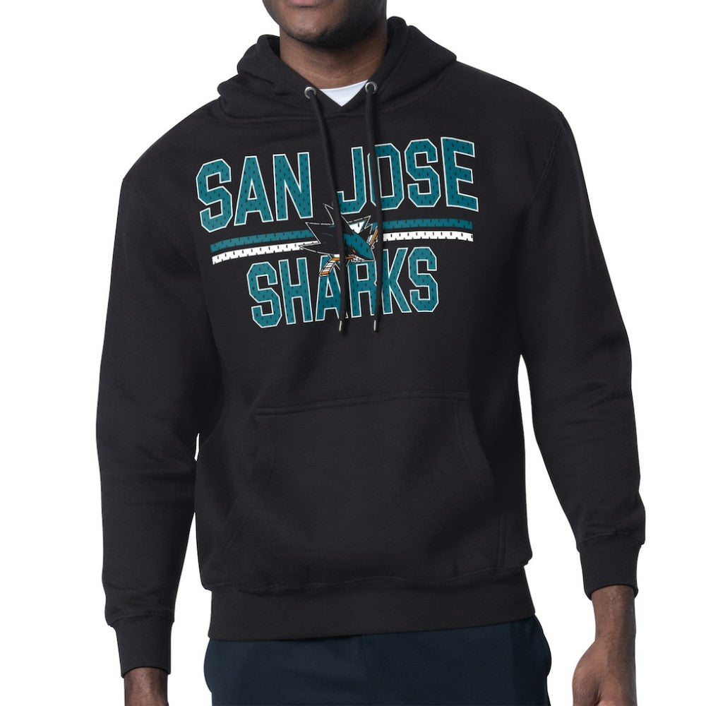 San Jose Sharks Starter Mesh Look Team Name Logo Tri-Blend Pullover Hoodie Black