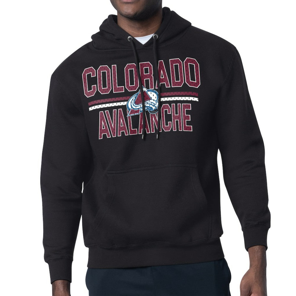 Colorado Avalanche Starter Mesh Look Team Name Logo Tri-Blend Pullover Hoodie Black