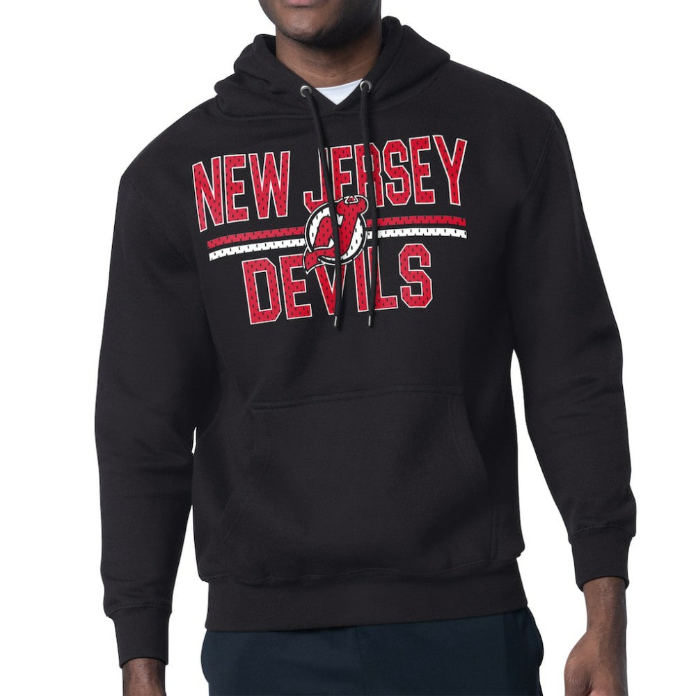 New Jersey Devils Starter Mesh Look Team Name Logo Tri-Blend Pullover Hoodie Black