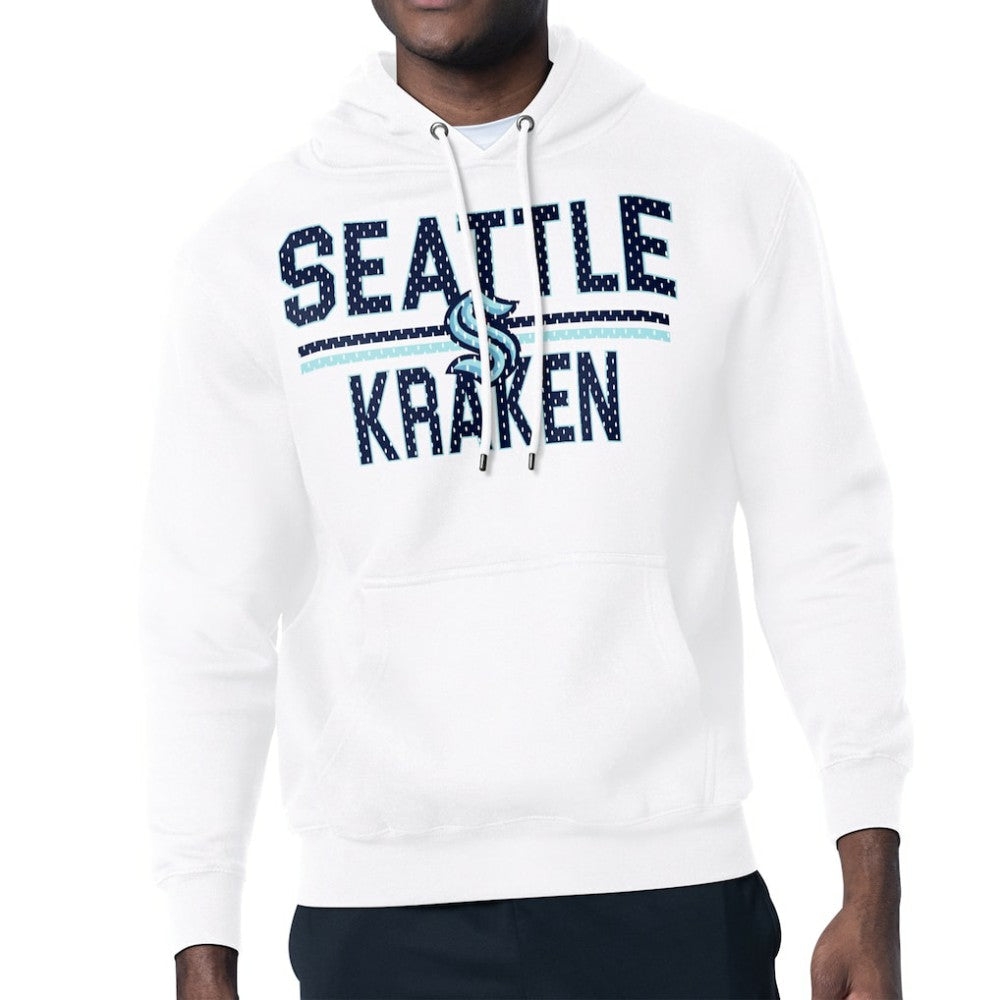 Seattle Kraken Starter Mesh Look Team Name Logo Tri-Blend Pullover Hoodie White