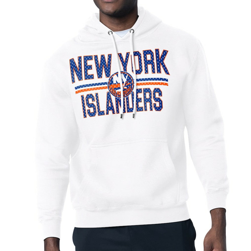 New York Islanders Starter Mesh Look Team Name Logo Tri-Blend Pullover Hoodie White