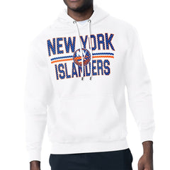 New York Islanders Starter Mesh Look Team Name Logo Tri-Blend Pullover Hoodie White