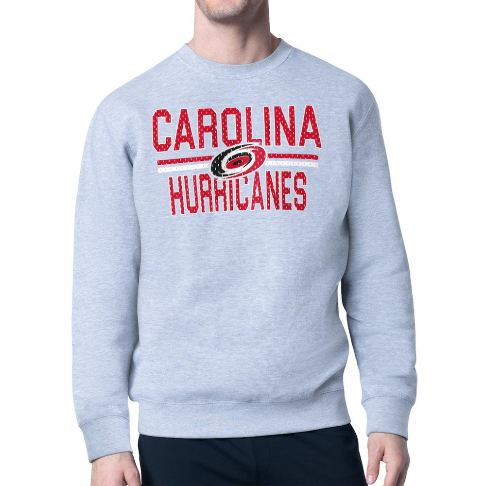 Carolina Hurricanes Starter Mesh Look Team Name Logo Pullover Sweatshirt Heather Gray