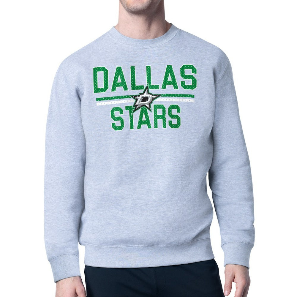 Dallas Stars Starter Mesh Look Team Name Logo Pullover Sweatshirt Heather Gray