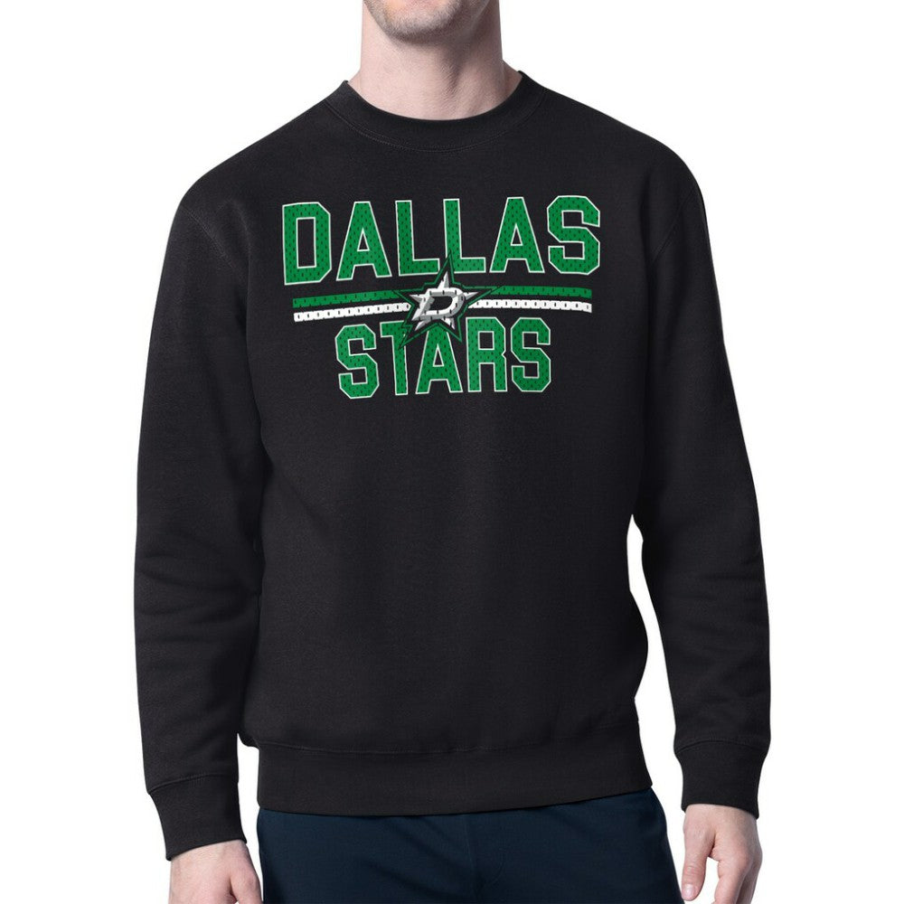 Dallas Stars Starter Mesh Look Team Name Logo Pullover Sweatshirt Black