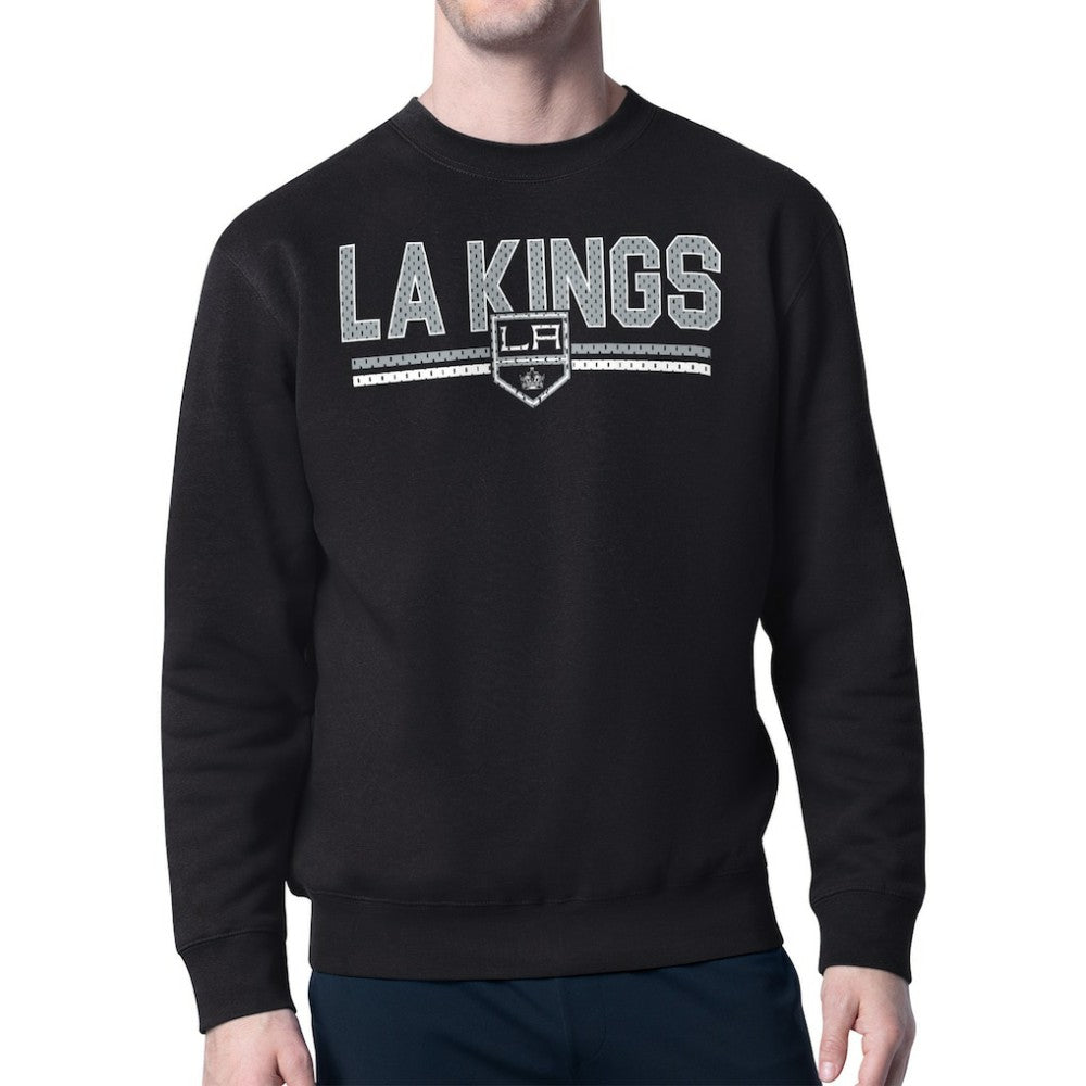 Los Angeles Kings Starter Mesh Look Team Name Logo Pullover Sweatshirt Black