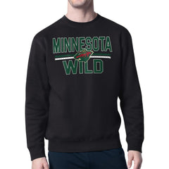 Minnesota Wild Starter Mesh Look Team Name Logo Pullover Sweatshirt Black