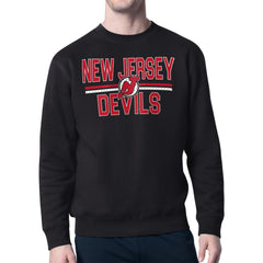 New Jersey Devils Starter Mesh Look Team Name Logo Pullover Sweatshirt Black