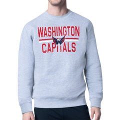 Washington Capitals Starter Mesh Look Team Name Logo Pullover Sweatshirt Heather Gray