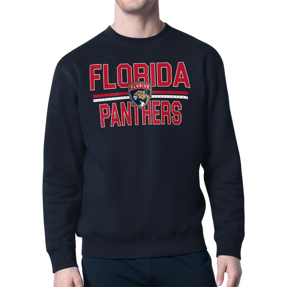 Florida Panthers Starter Mesh Look Team Name Logo Pullover Sweatshirt Navy