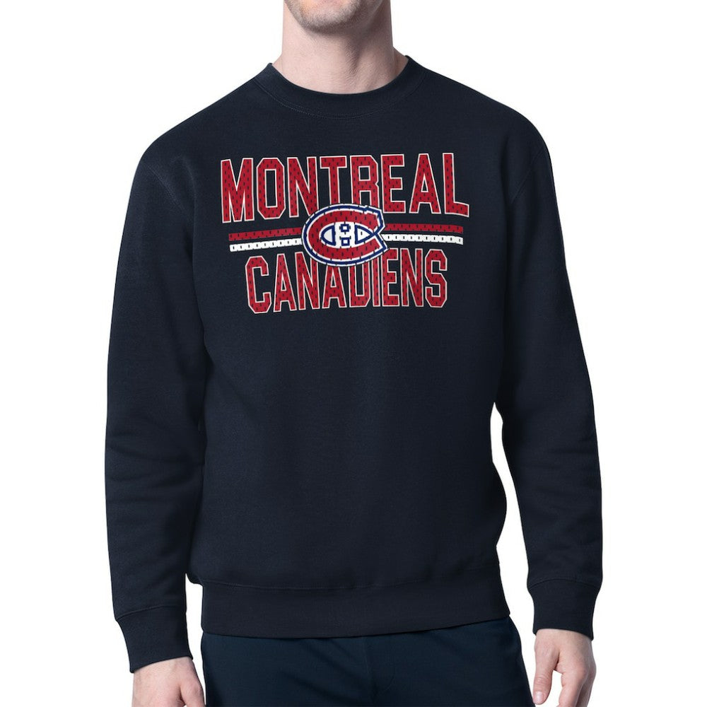 Montreal Canadiens Starter Mesh Look Team Name Logo Pullover Sweatshirt Navy