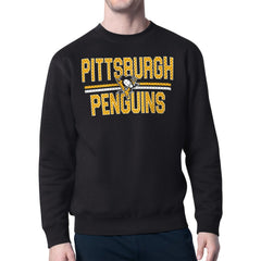 Pittsburgh Penguins Starter Mesh Look Team Name Logo Pullover Sweatshirt Black