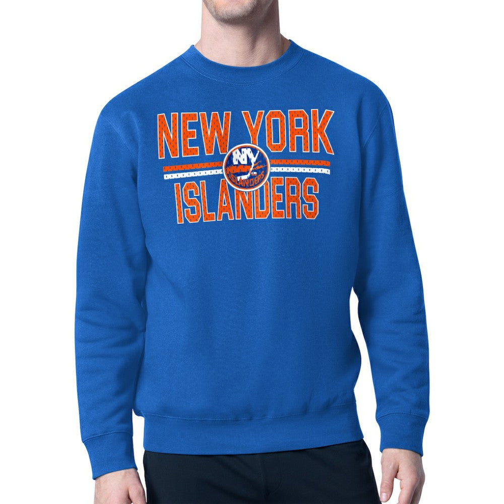 New York Islanders Starter Mesh Look Team Name Logo Pullover Sweatshirt Blue