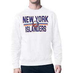 New York Islanders Starter Mesh Look Team Name Logo Pullover Sweatshirt White