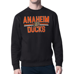 Anaheim Ducks Starter Mesh Look Team Name Logo Pullover Sweatshirt Black