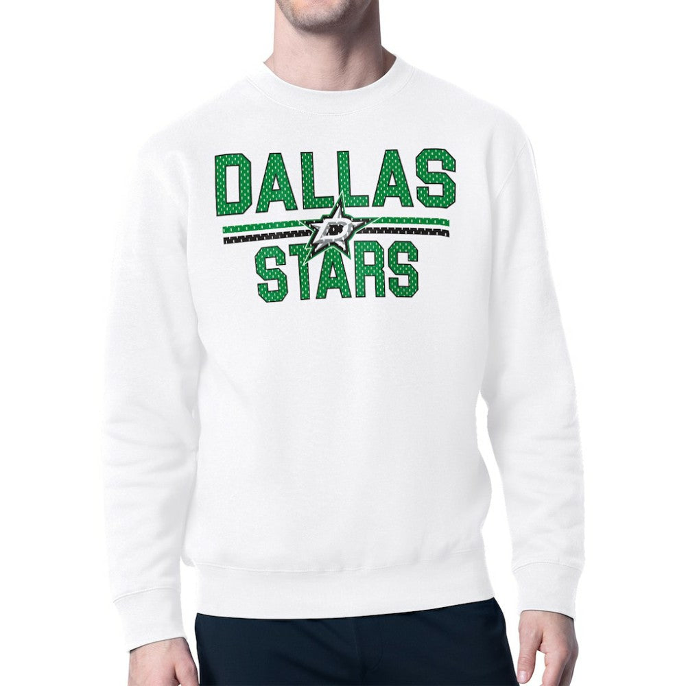 Dallas Stars Starter Mesh Look Team Name Logo Pullover Sweatshirt White