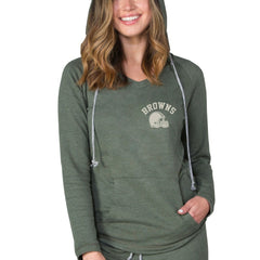 Cleveland Browns Concepts Sport Women's Mainstream Terry Tri-Blend V-Neck Pullover Hoodie - Green cheap