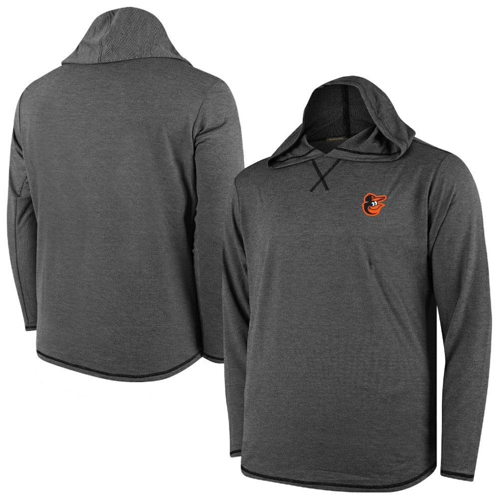 Baltimore Orioles Butter Stripe Tri-Blend Long Sleeve Hoodie T-Shirt - Black