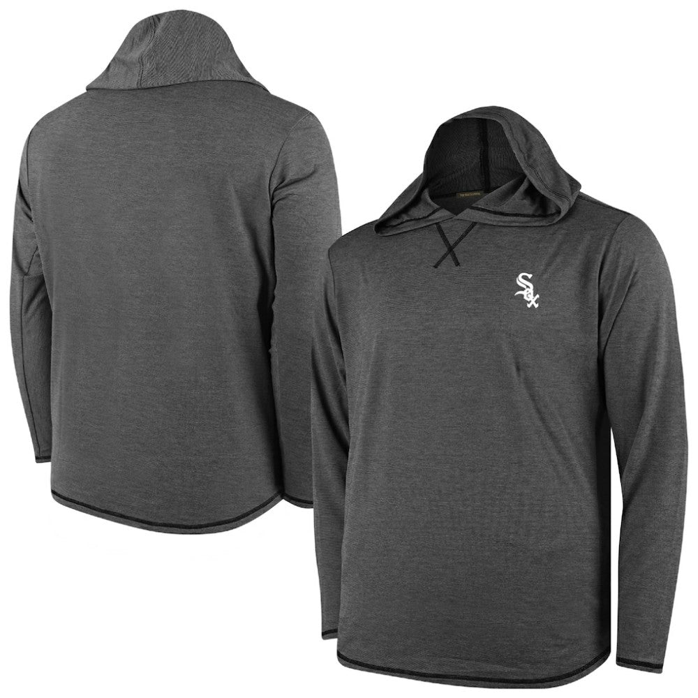 Chicago White Sox Butter Stripe Tri-Blend Long Sleeve Hoodie T-Shirt - Black