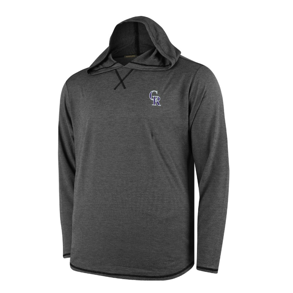 Colorado Rockies Butter Stripe Tri-Blend Long Sleeve Hoodie T-Shirt - Black