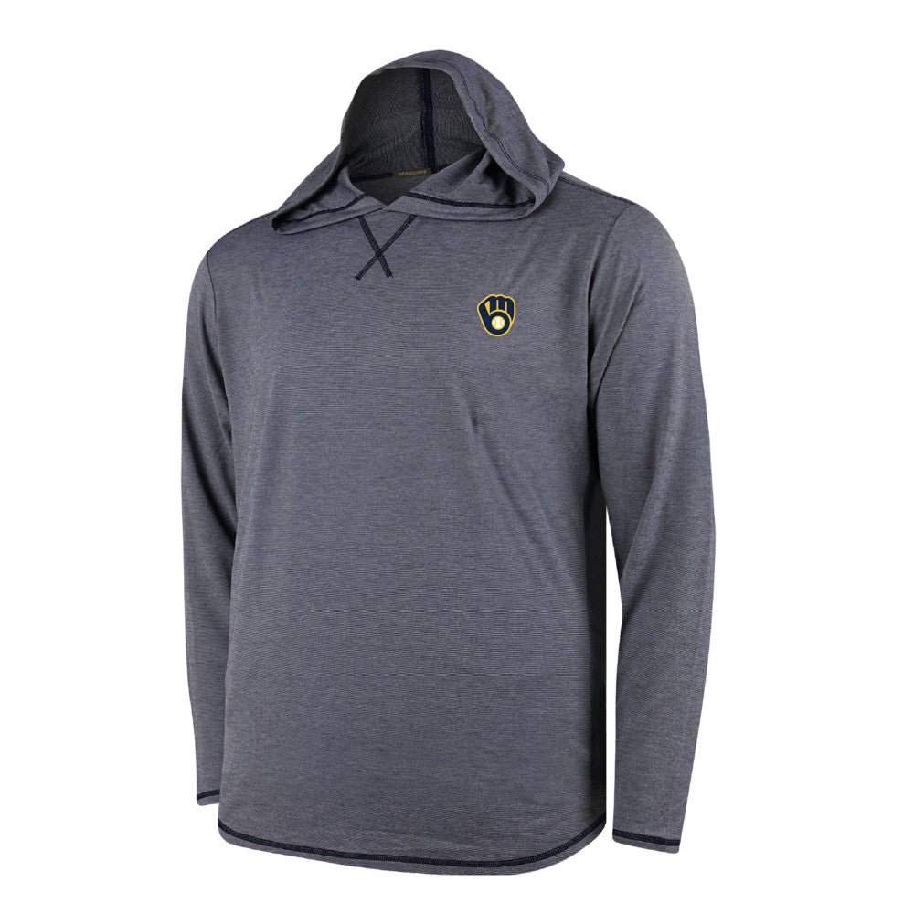 Milwaukee Brewers Butter Stripe Tri-Blend Long Sleeve Hoodie T-Shirt - Navy