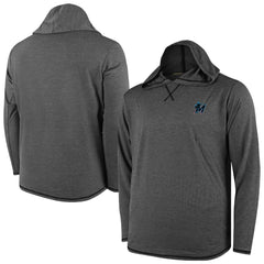 Miami Marlins Butter Stripe Tri-Blend Long Sleeve Hoodie T-Shirt - Black