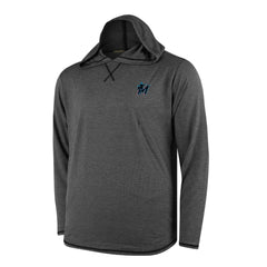 Miami Marlins Butter Stripe Tri-Blend Long Sleeve Hoodie T-Shirt - Black