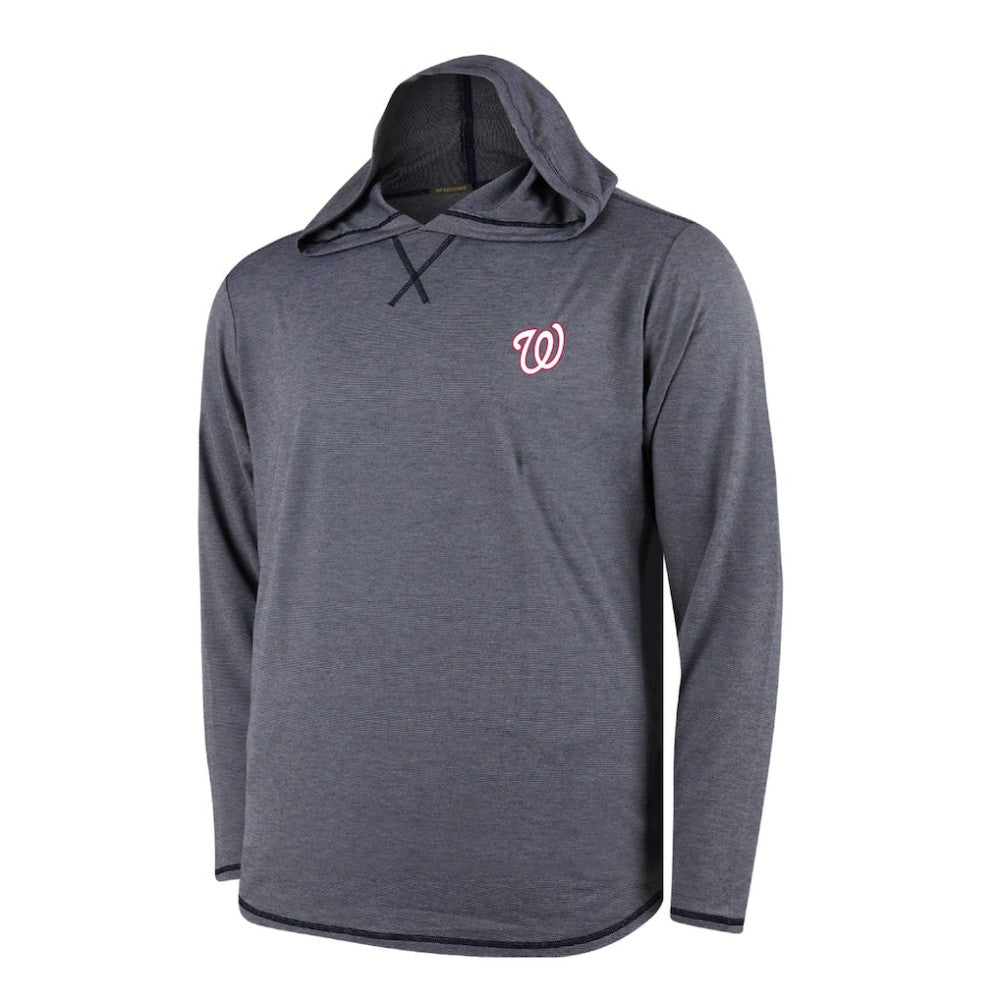 Washington Nationals Butter Stripe Tri-Blend Long Sleeve Hoodie T-Shirt - Navy