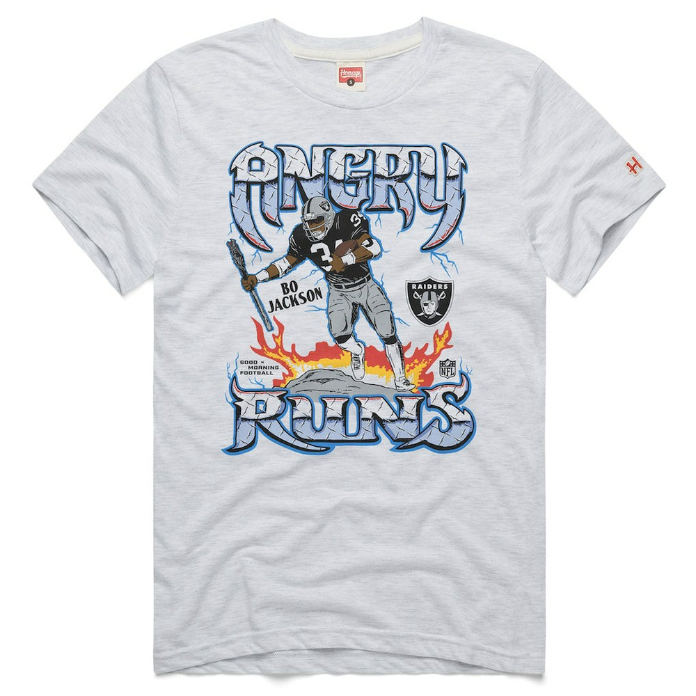 Bo Jackson Las Vegas Raiders Homage Unisex Retro Angry Runs Tri-Blend T-Shirt - Ash on sale