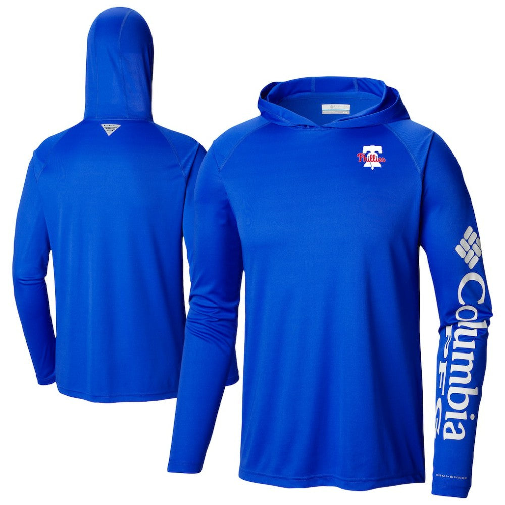 Philadelphia Phillies Omni-Wick Terminal Tackle Raglan Long Sleeve Hoodie T-Shirt - Royal | Columbia