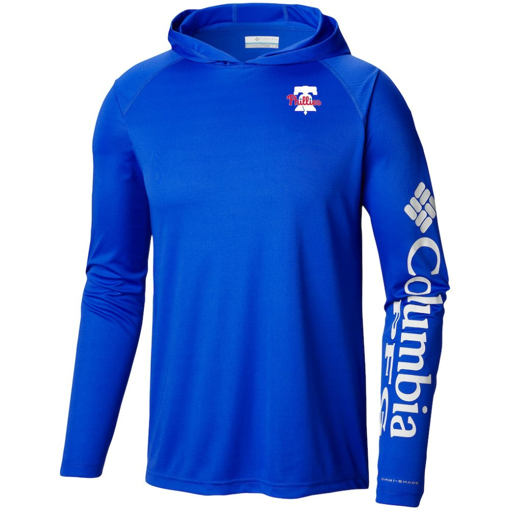 Philadelphia Phillies Omni-Wick Terminal Tackle Raglan Long Sleeve Hoodie T-Shirt - Royal | Columbia