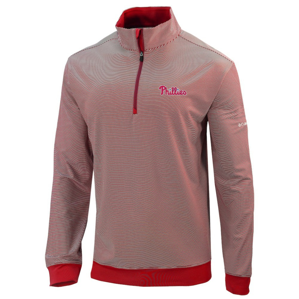 Philadelphia Phillies Omni-Wick Even Lie Quarter-Zip Pullover Top - Red | Columbia