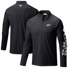 Los Angeles Dodgers Terminal Tackle Raglan Omni-Shade Quarter-Zip Pullover Top - Black | Columbia