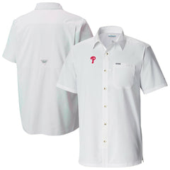 Philadelphia Phillies Slack Tide Omni-Wick Button-Up Camp Shirt - White | Columbia