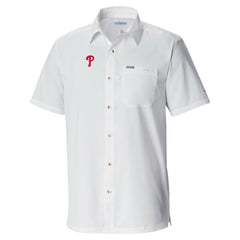 Philadelphia Phillies Slack Tide Omni-Wick Button-Up Camp Shirt - White | Columbia
