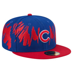 Chicago Cubs Retro Pattern 59FIFTY Fitted Hat - Royal/Red | New Era