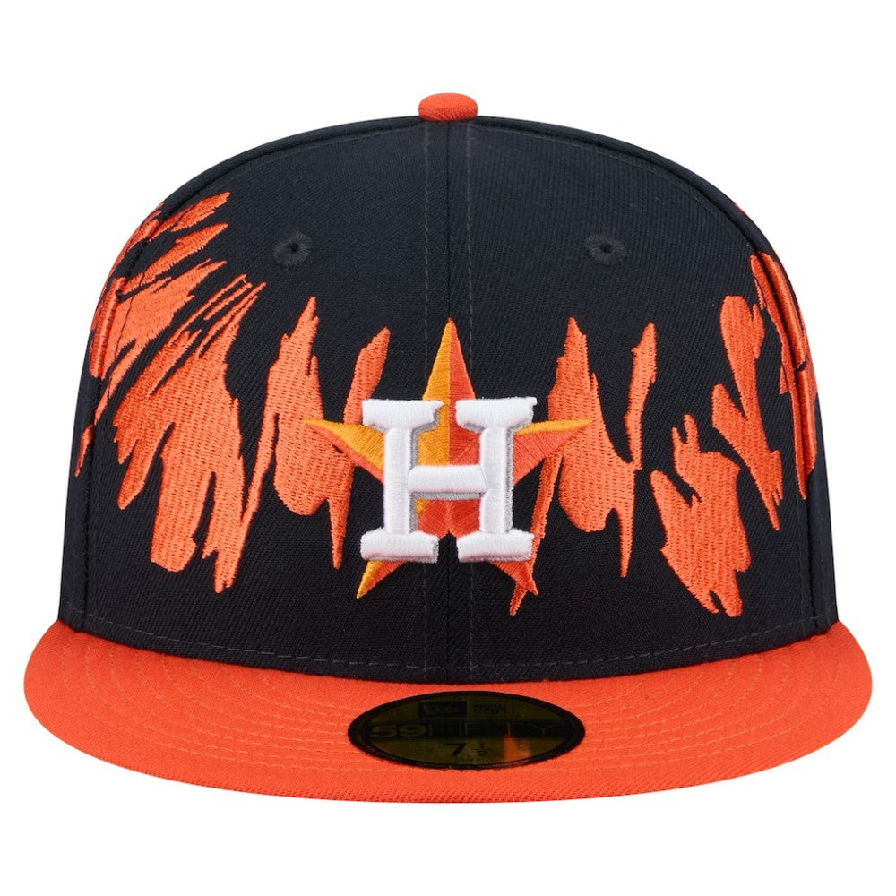 Houston Astros Retro Pattern 59FIFTY Fitted Hat - Navy/Orange | New Era