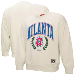 Atlanta Braves Women's Cooperstown Collection Laurel Pullover Sweatshirt - Cream | Mitchell & Ness