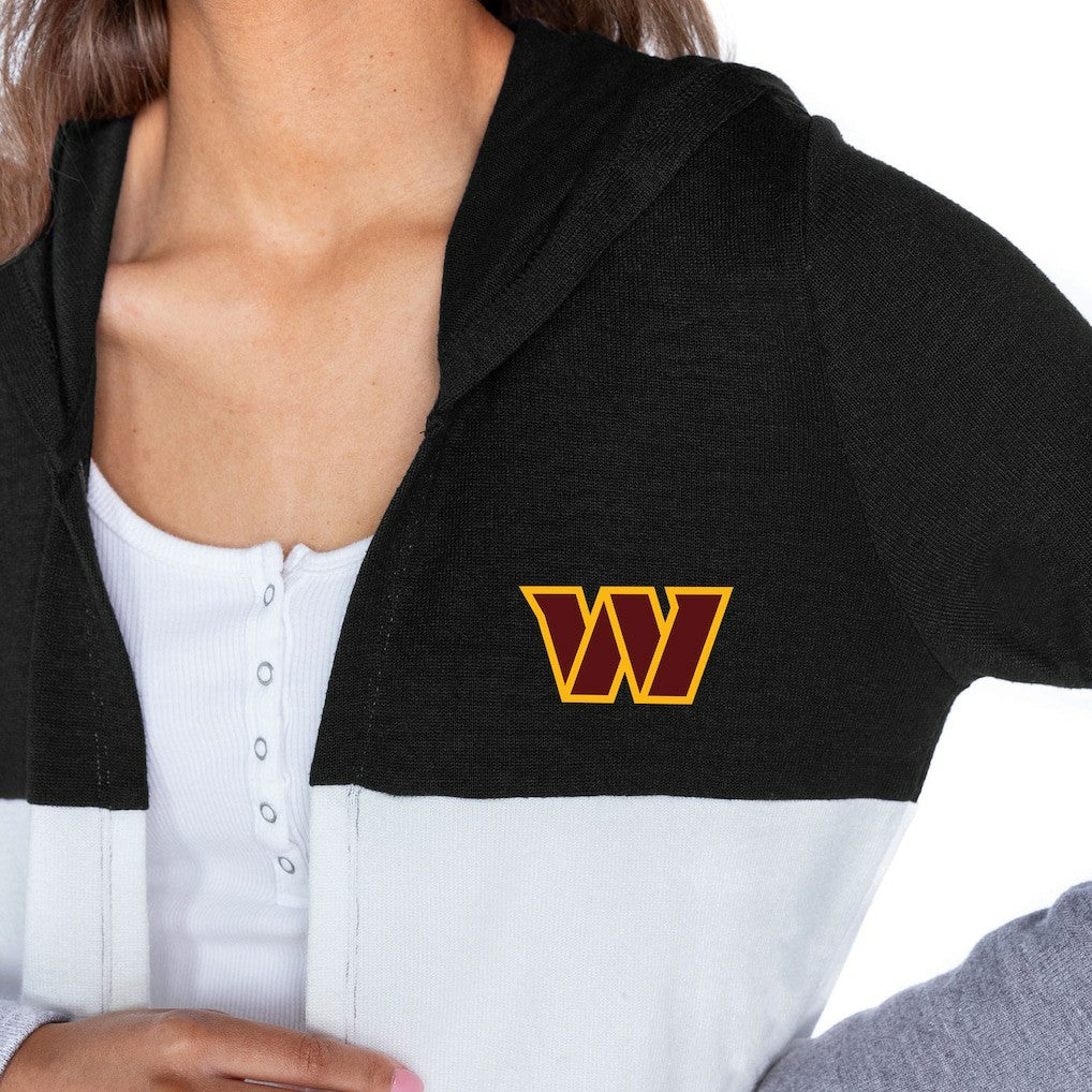 Washington Commanders Gameday Couture Women's Tri-Blend Color Block Lightweight Cardigan Hoodie - Black sale